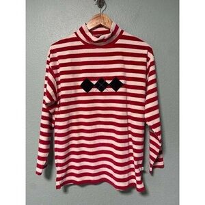 Red and White Striped Turtleneck Sweater